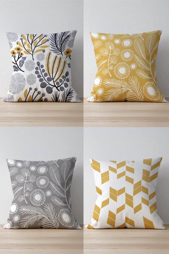 4 pièces au motif fleurys