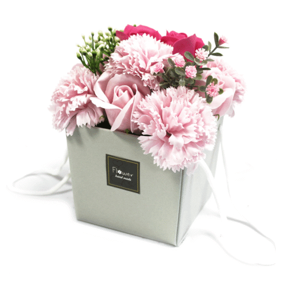 pot gris bouquet de fleurs de bain rose fleurs de savon