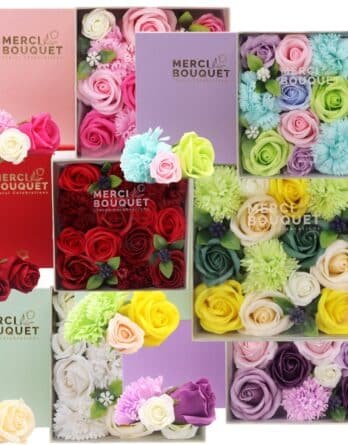 boîtes cadeaux carré de fleurs de savon
