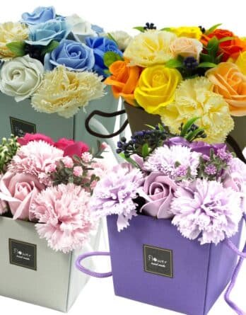 proposition de plusieurs coloris de pot de fleurs de savon