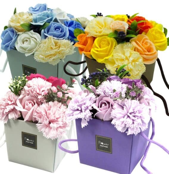 proposition de plusieurs coloris de pot de fleurs de savon